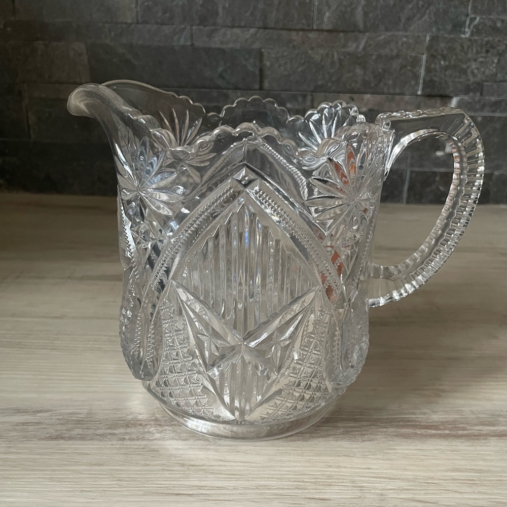 Antique Heavy Cut Glass Water/Milk Jug/Pitcher